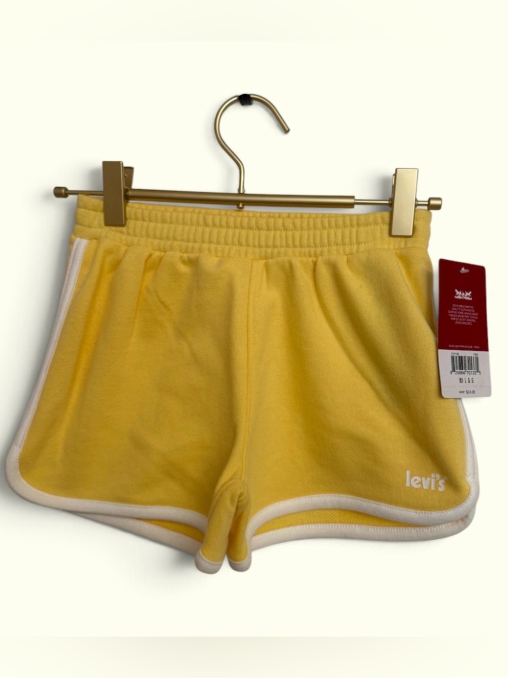Levi's Bright Yellow Knit Shorts with White Trim